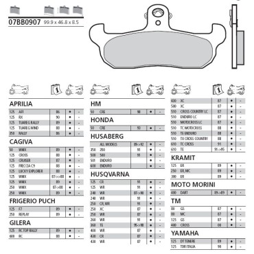 PASTICCHE FRENO BREMBO 07BB0907