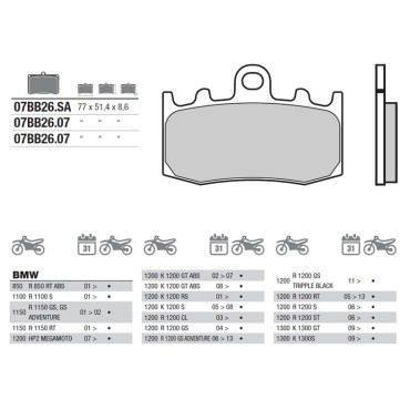 PASTICCHE FRENO BREMBO 07BB2607