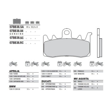 PASTICCHE FRENO BREMBO 07BB3884