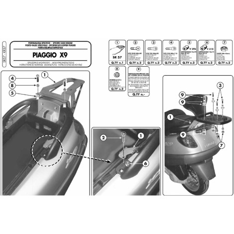 PORTAPACCHHI POSTERIORE PER PIAGGIO X9